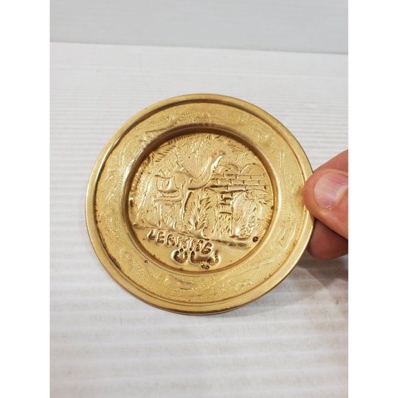 Vintage Brass Plate,small Brass Plate, Carved Trincket Plate, Carved Brass - Picture 4 of 9